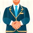 Icon of two hands shaking in front of a globe.